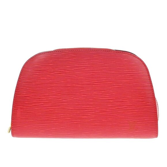 LOUIS VUITTON LV Logo Dauphine MM Pouch Bag Epi Leather Red - Picture 1 of 15
